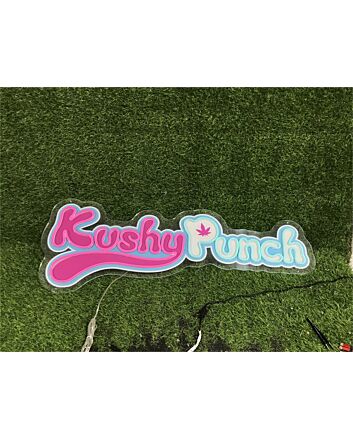 Brighten Up Your Bar, Office, or Home Party Scene with the Uv Kushy Punch Logo LED Neon Sign.