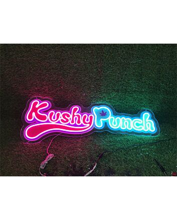 Brighten Up Your Bar, Office, or Home Party Scene with the Uv Kushy Punch Logo LED Neon Sign.
