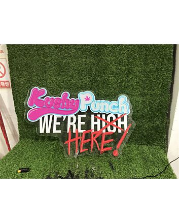 Brighten Your Bar, Office, or Home with the Vibrant Uv Sign Kushy Punch Logo LED Neon Sign - Perfect for Parties and Weddings.