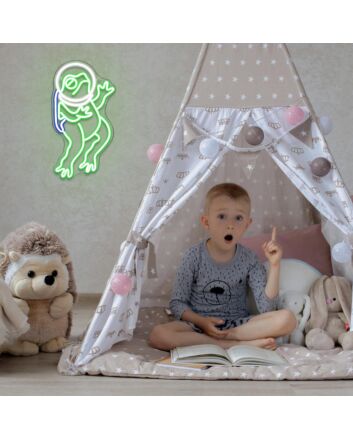 Bring a Cosmic Touch to Your Space: Astronaut Frog Neon Sign for Home, Office, and Party Ambiance