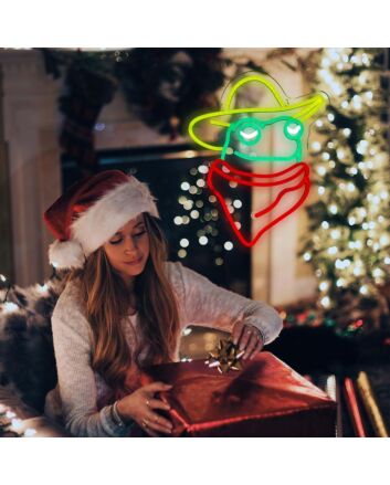 Brighten Up Your Space: Cute Frog With Golden Cowboy Hat Roomneon Sign Perfect for Bars, Parties, and Whimsical Home Decor