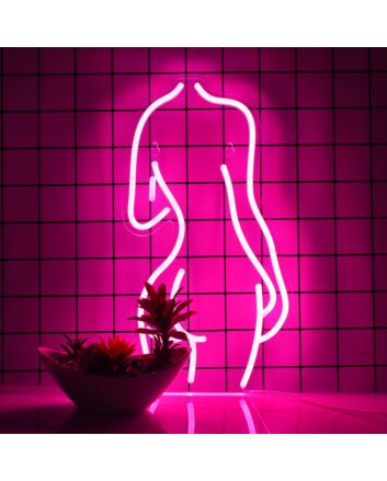 Enhance Your Boutique, Bar, or Bedroom Aesthetics with the Deep Pink Mannequin Woman Neon Sign.