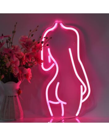 Enhance Your Boutique, Bar, or Bedroom Aesthetics with the Deep Pink Mannequin Woman Neon Sign.
