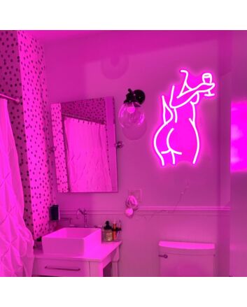 Brighten Your Bar, Home, or Bachelorette Party with Deep Pink The Woman With The Glass Neon Sign.