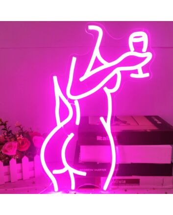 Brighten Your Bar, Home, or Bachelorette Party with Deep Pink The Woman With The Glass Neon Sign.