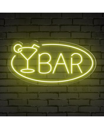 Bar Word Cocktail Glass Ellipse Frame Neon Sign: Perfect for Elevating Your Home Bar, Office, or Store Decor and Creating an Inviting Ambiance for Weddings and Parties.