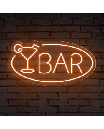 Bar Word Cocktail Glass Ellipse Frame Neon Sign: Perfect for Elevating Your Home Bar, Office, or Store Decor and Creating an Inviting Ambiance for Weddings and Parties.
