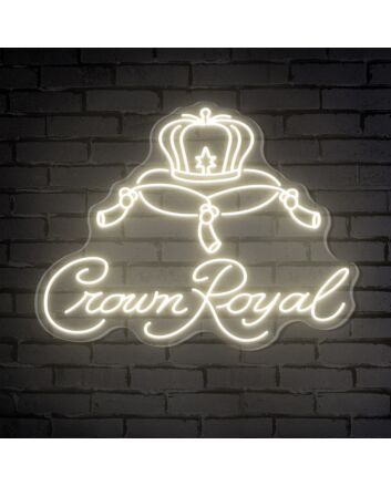 Elevate Your Bar, Office, or Party Ambiance with the Crown Royal Words Crown Bar Neon Sign.