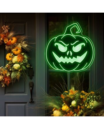 Bring a Spooky Glow to Your Halloween Festivities with the Devil Face Pumpkin Neon Sign - Perfect for Home, Storefronts, and Theme Parties.