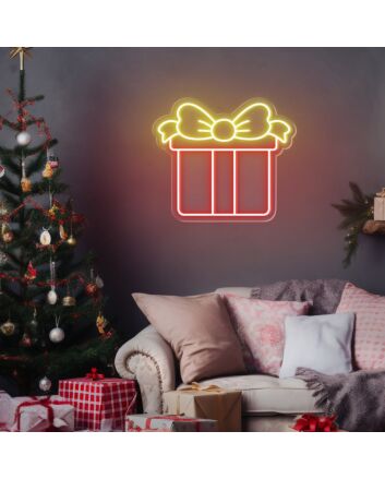 Enhance your celebrations and spaces: Gift Box Neon Sign for Weddings, Birthdays, and Home Decor.