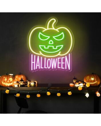 Brighten Your Halloween Celebration and Festive Decor with the Halloween Pumpkin Neon Sign for Home, Bar, and Party Ambiance.