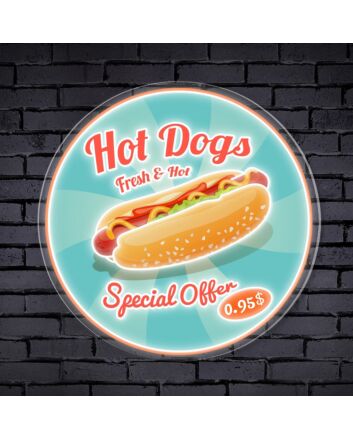 Brighten Up Your Bar, Diner, or Fast Food Joint with the Hot Dog Logo LED UV Neon Sign.