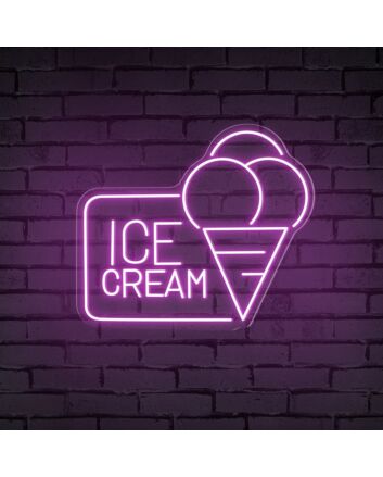 Brighten Your Space: Ice Cream Words Symbols Neon Sign - Perfect for Home Décor, Cafes, and Theme Parties.