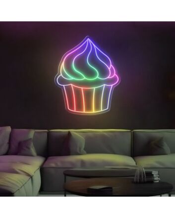 Brighten Your Space: Multicolor Cupcake Magic Led Neon Sign Perfect for Home Decor, Celebration Ambiance, and Eye-Catching Storefronts