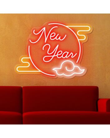 Bring the Glow to Your Celebrations and Spaces: New Year Clouded Moon Festive Neon Sign for Bars, Weddings, and Home Ambiance.