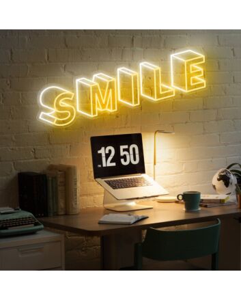 Brighten Up Your Space: Smile 3D Word Neon Sign for Bar, Office, and Festive Celebrations.