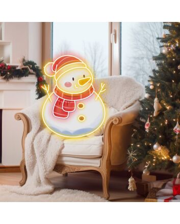 Brighten Your Festive Season: Snowman Sparkle Led Uv Neon Sign for Home, Office, and Holiday Celebrations