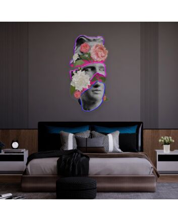 Brighten Your Spaces: Flowers In Head Led Uv Neon Sign for Enchanting Home, Office, and Event Ambiance.