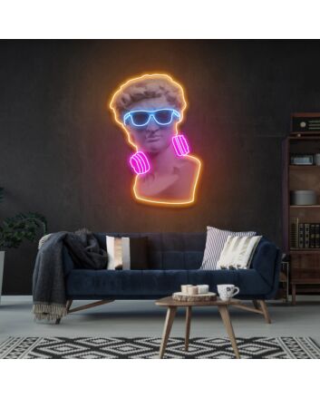 Elevate Your Space: Headphone On David Led Uv Neon Sign - A Versatile Accent for Home, Office, and Entertainment Venues.