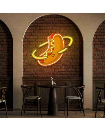 Brighten Your Diner or Café: Hotdog Planet Flat Custom Led Uv Neon Sign Light for Wall Decor, Perfect for Restaurants, Home Kitchens, and Bars.