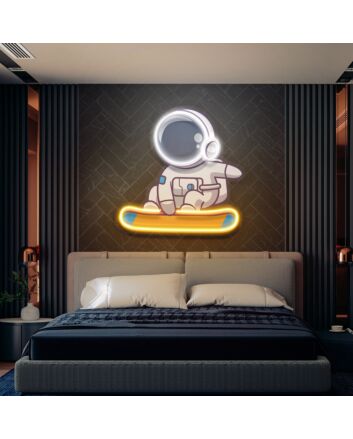 Brighten up your bar, office, or gaming room with the unique Skateboard Astronaut Custom Space Man Custom Led Uv Neon Signs.