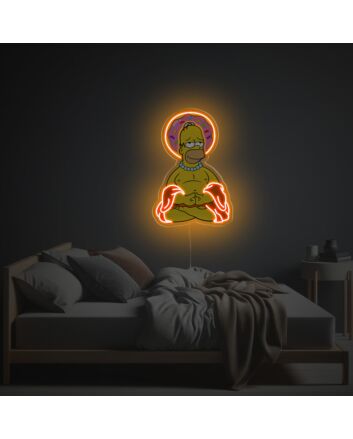 Brighten Up Your Bar, Game Room, or Man Cave with Homer Simpson With Donut Halo LED Neon Acrylic Artwork.