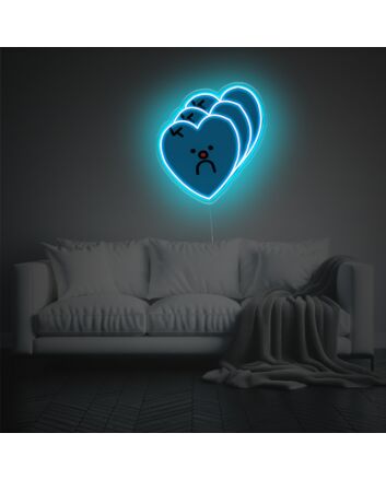 Add a Romantic Glow to Your Wedding, Anniversary, or Bedroom with Illusional Blue Heart LED Neon Acrylic Artwork.