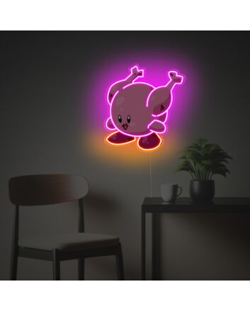 Enhance Your Bar or Game Room Ambiance with Kirby Fire Chicken Version LED Neon Acrylic Artwork.