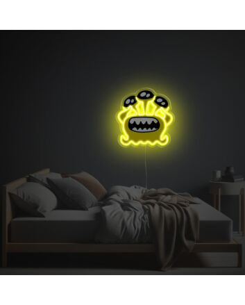 Brighten Your Child's Room or Add a Whimsical Touch to Parties with Little Yellow Three Eyes Monster LED Neon Acrylic Artwork.