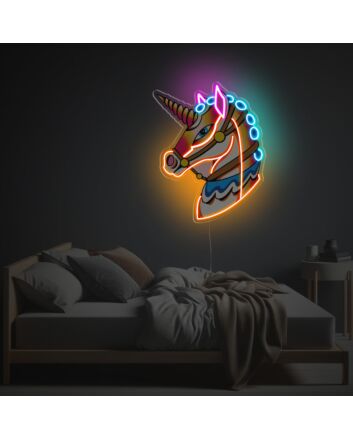 Add a Magical Touch to Your Home, Bar, or Fairy Tale Wedding with Medieval Style Unicorn LED Neon Acrylic Artwork.