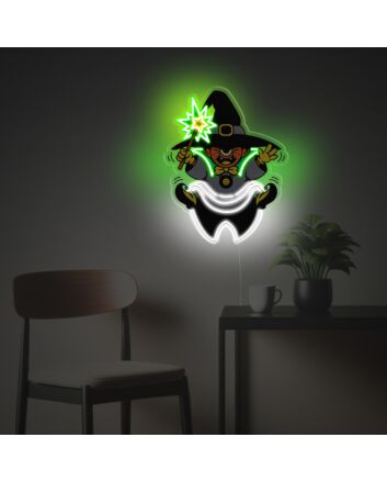 Add a Spooky Glow to Your Halloween Party or Haunted House with One Eyed Witch Monster LED Neon Acrylic Artwork.