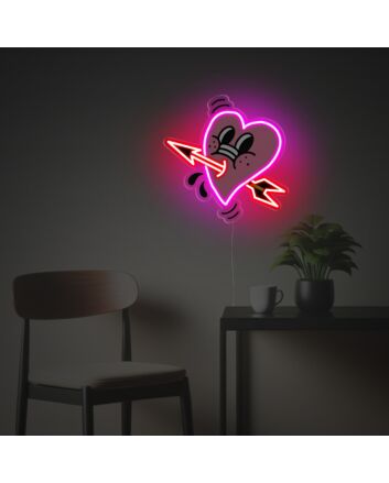 Brighten Up Your Space: Illuminate Your Home, Office, or Celebrate Love at Weddings and Parties with Pierced Heart LED Neon Acrylic Artwork.
