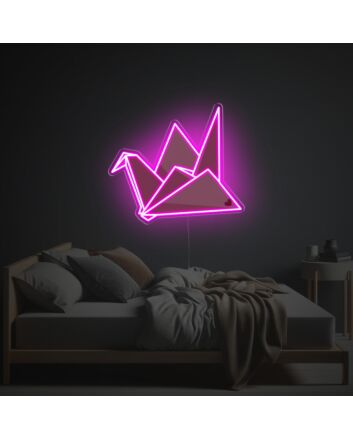 Elevate Your Space: Pinky Paper Crane LED Neon Acrylic Artwork - Perfect for Home Decor, Trendy Offices, and Elegant Wedding Ambiances.