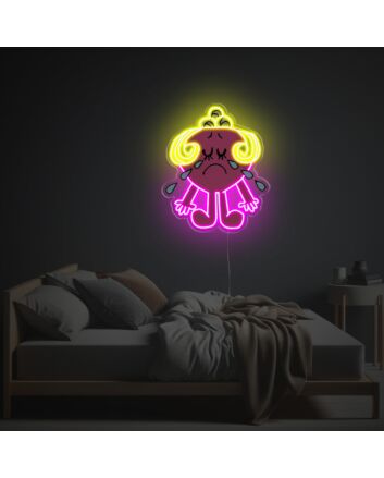 Brighten Up Your Bar, Bedroom, or Gallery with the Unique "Sad Pinky Girl With Blond Hair" LED Neon Acrylic Artwork