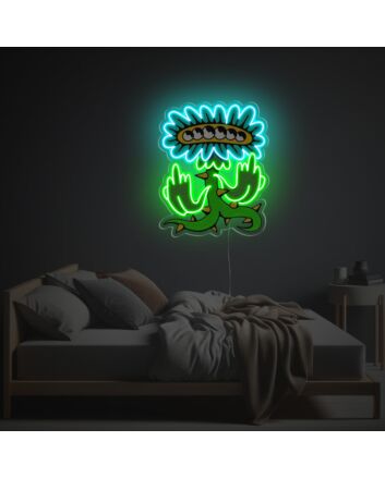 Brighten Your Bar, Bedroom, or Gaming Space with the Unique Six-Eyed Flower With Middle Finger LED Neon Acrylic Artwork