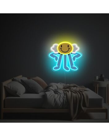Bring a Whimsical Glow to Your Bar, Bedroom, or Office with Smily Guy With Three Legs LED Neon Acrylic Artwork.
