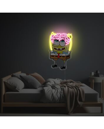 Brighten Up Your Bar or Themed Event with Spongebob With Exposed Brain LED Neon Acrylic Artwork.