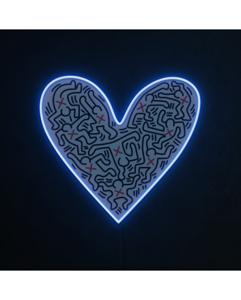 Heart &amp; UV Print Pattern Neon Sign