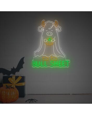Brighten Up Your Halloween Festivities at Home, Office, or Bar with the Halloween Ghost Bull Sheet With Pumpkin LED Neon Sign