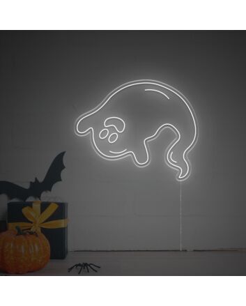Brighten Your Spooky Celebrations and Decor: Halloween Happy Ghost LED Neon Sign for Home, Office, and Themed Parties