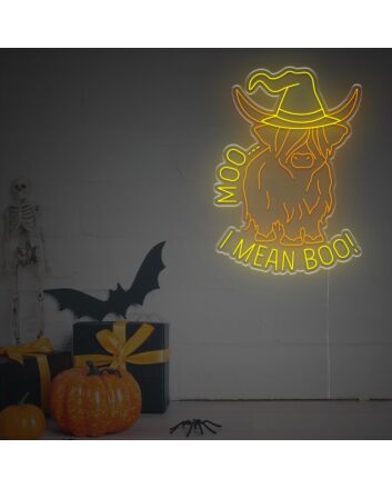 Brighten Up Your Halloween, Bar, or Party Ambiance with the Scottish Highland Longhorn Cow LED Neon Sign.