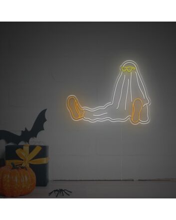 Elevate your Halloween ambiance at home, office, or bar with the Sad Ghost Sitting On The Ground LED Neon Sign.