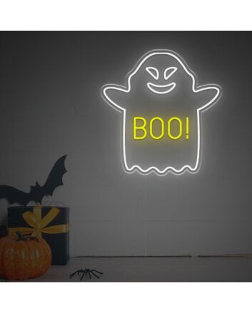 Elevate Your Home, Office, or Halloween Party Ambiance with the Soaring Boo Ghost LED Neon Sign.
