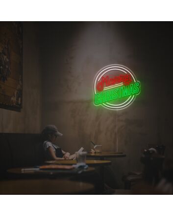 Embrace Festive Elegance in Your Home, Office, or Christmas Event with the Marry Christmas With Circles LED Neon Sign.