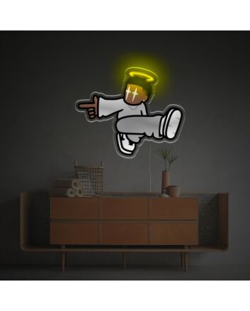 Elevate your office, bar, or storefront ambiance with Fashionable Boy With Halo LED Neon Acrylic Artwork.