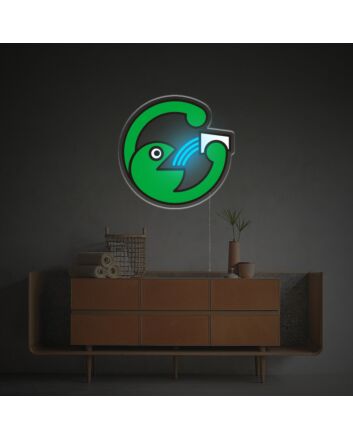 Brighten Up Your Bar or Home Space with Green Guy Drinking Water LED Neon Acrylic Artwork for a Unique Touch.