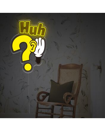 Elevate Your Office, Bar, and Event Ambience with Huh With Question Mark LED Neon Acrylic Artwork.