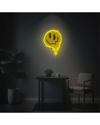 Brighten Your Bar, Office, and Home with the Playful Charm of Melting Twisted Smily Face LED Neon Acrylic Artwork.
