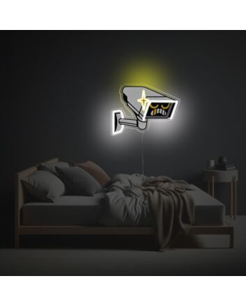 Elevate Your Office, Store, and Security Ambiance with Serious Surveillance Cameras LED Neon Acrylic Artwork.