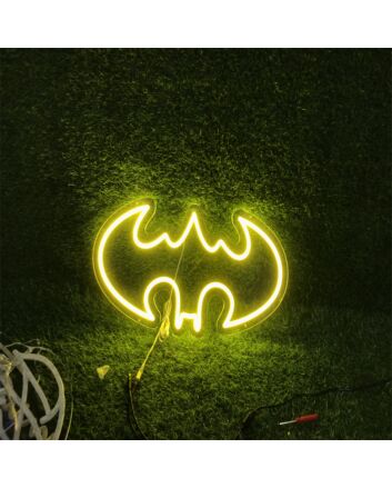 Brighten Up Your Bar, Gaming Room, or Superhero Themed Party with the Bat Man Logo Custom Yellow LED Neon Sign.